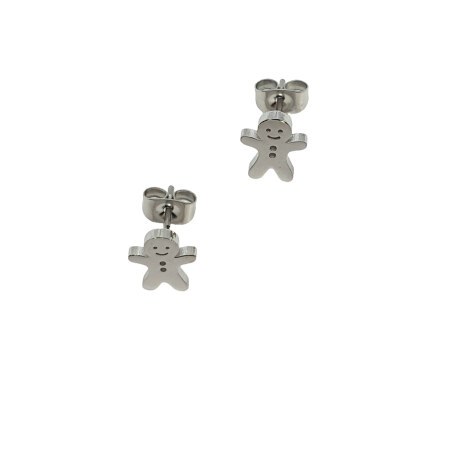 earrings steel silver gingerbread man2